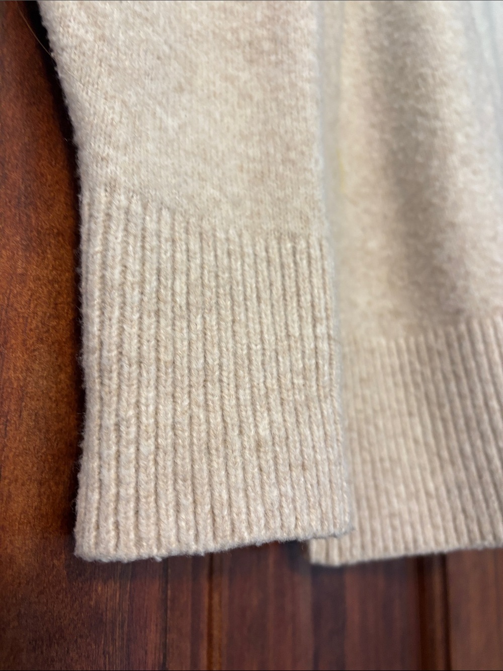 aerie Long Sleeve Cream Crewneck Sweater with Black Bow Sleeves S - Picture 3 of 8
